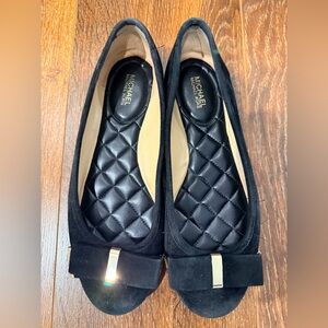 Michael Kors Black Flats with Gold Accent / suede
